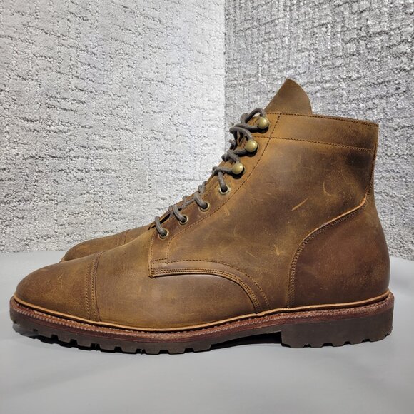 Meermin Tobacco Waxy Calf Men's Size 11 US Brown Leather Cap Toe Boots 514386 - Picture 1 of 12